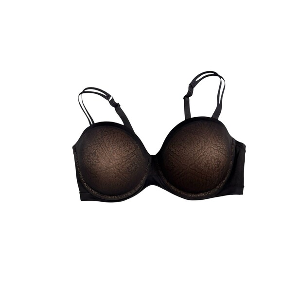 Ambrielle Black Lace Nude Lined Light Push Up Strapless Underwire Bra Size 42DDD - Picture 1 of 3